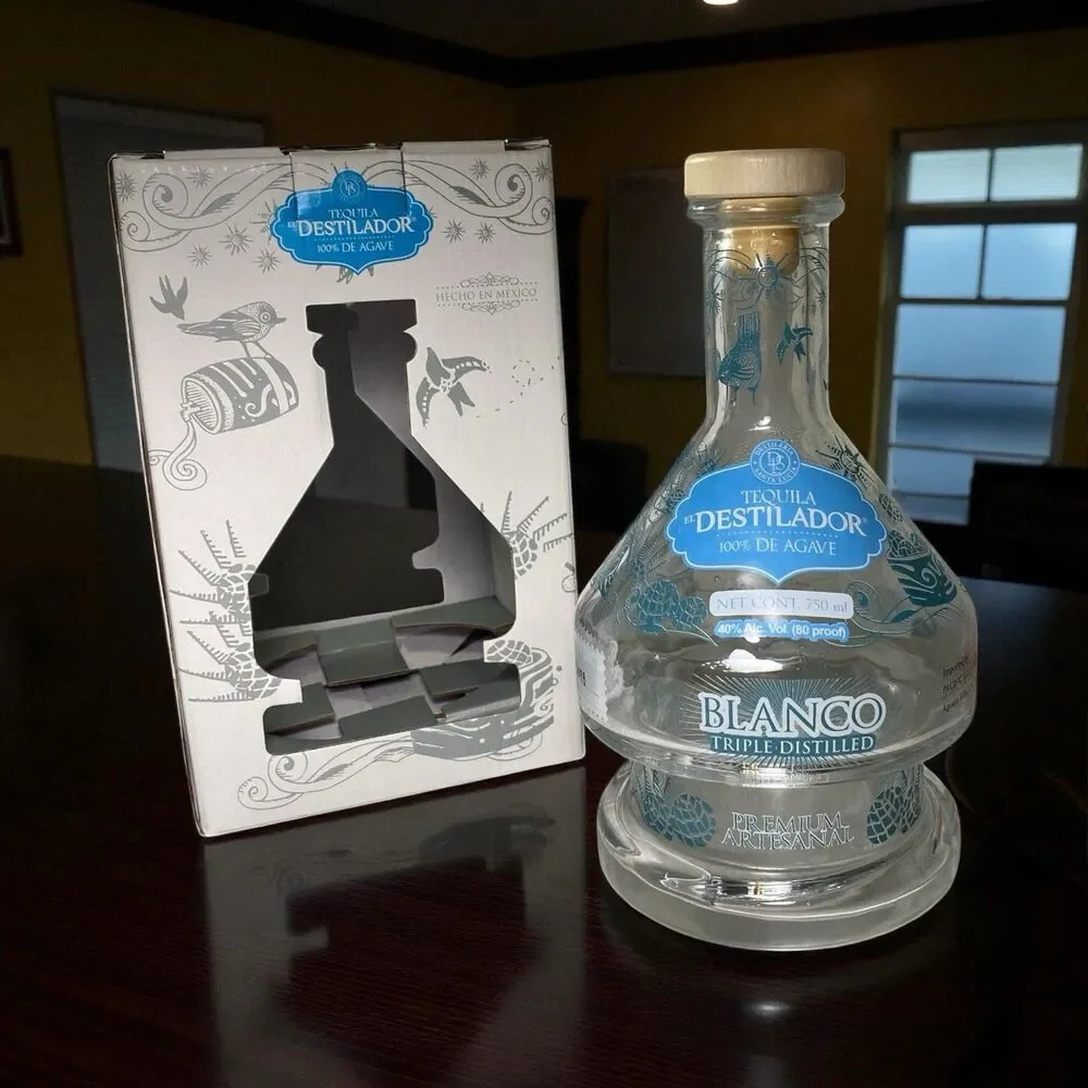 Tequila El Destilador Blanco Premium Artesanal Empty Glass Bottle w/Box 750ml